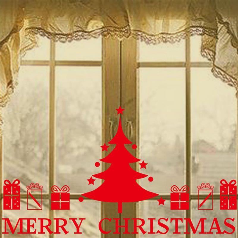 Kerst Muurtattoo Klassieke Kerstboom Raamsticker Glas Decor Art Decal Kerst Decoratie voor Thuis Nieuwjaar Sticker