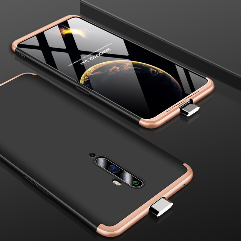 GKK Original Fall für OPPO Reno 2Z Fall 360 Volle Schutz Stoßfest Harte Matte Mit Glas Abdeckung Für OPPO Reno 2Z Fall Coque: Gold Black Gold / case and glass