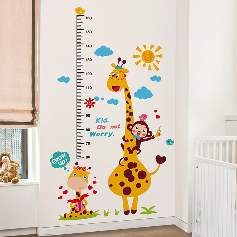 [shijuehezi] cartoon giraffe dieren muurstickers diy kleurrijke ballonnen muurstickers voor kinderkamer babykamer decoratie