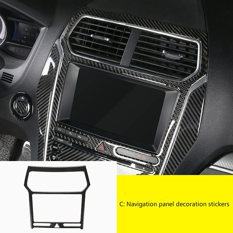 For Ford Explorer Car Accessories Carbon Fiber Interior Trim Gear Panel Navigation Outlet Center Console Stickers 5D: White