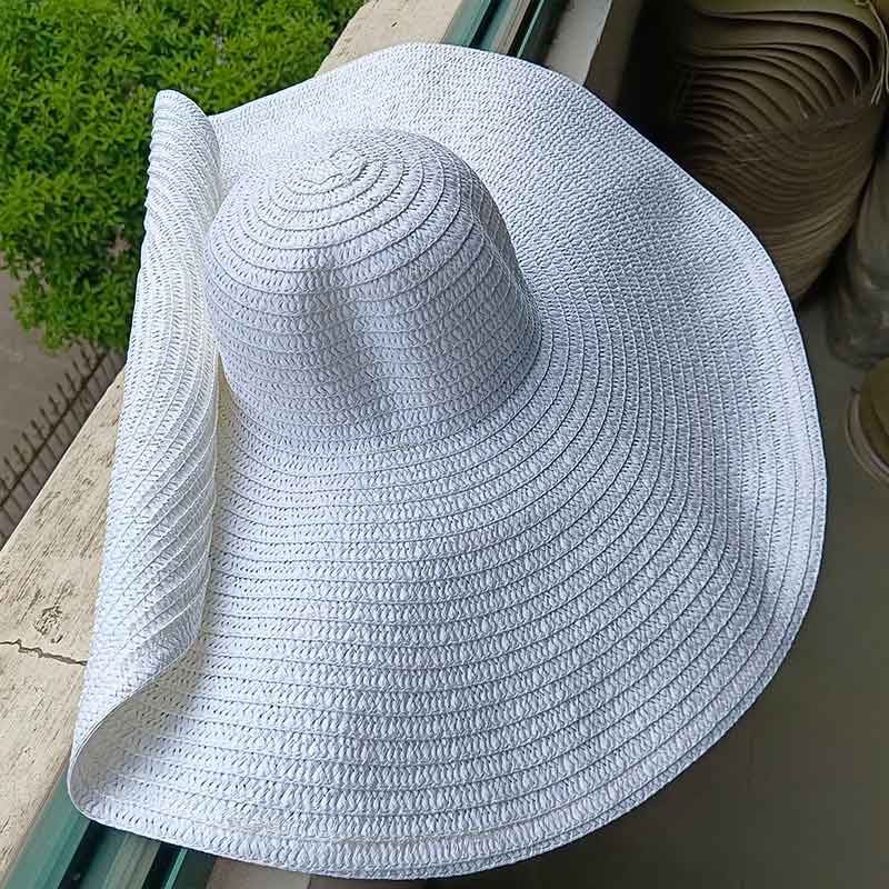 60CM diametro cappello a tesa larga parasole da donna cappello da suola francese uomo donna spiaggia viaggio cappello di paglia cappello da suola pieghevole estivo tutto'ingrosso