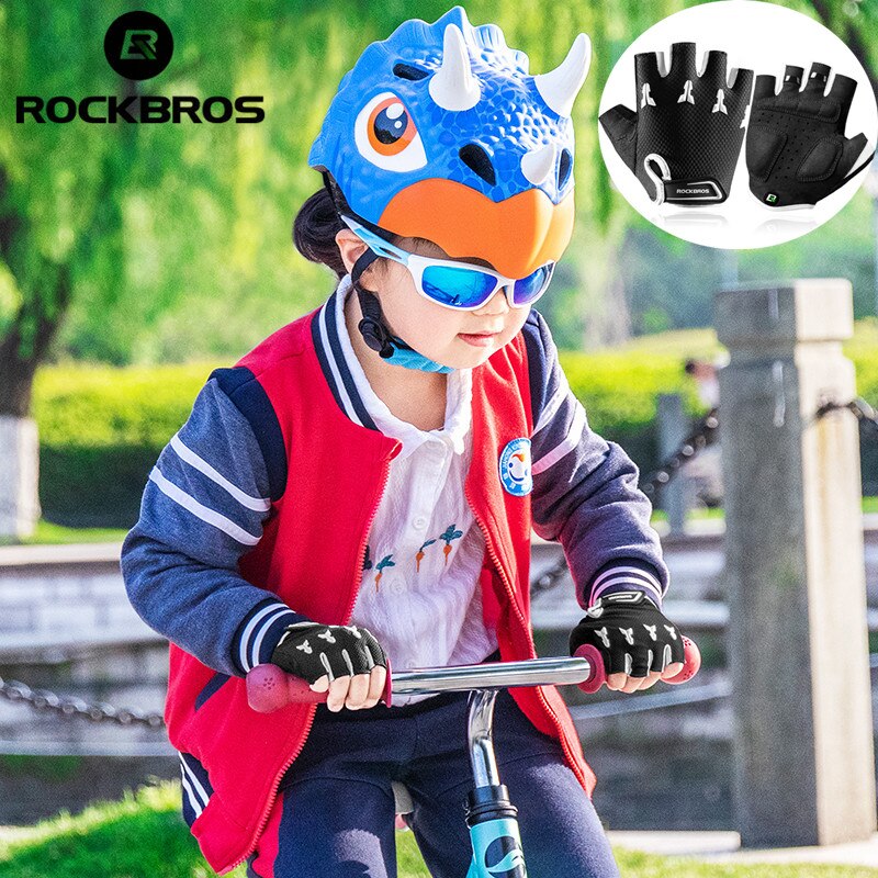 Gants de cyclisme demi-doigts pour enfants ROCKBROS, trottinette, vélo