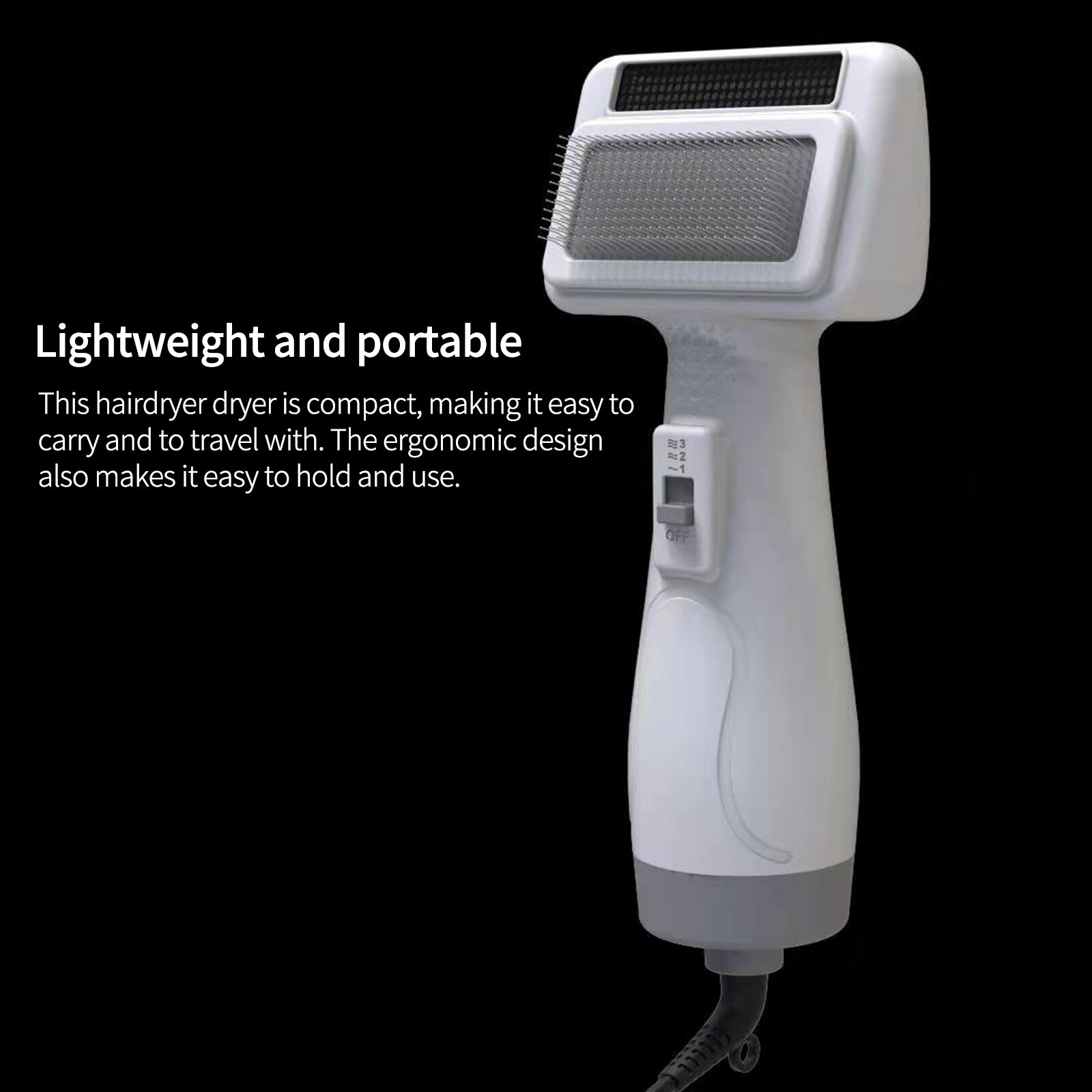 2-In-1 Portable Dog Dryer Dog Hair Dryer And Comb Brush Pet Grooming Cat Hair Comb Dog Fur Blower Low Noise