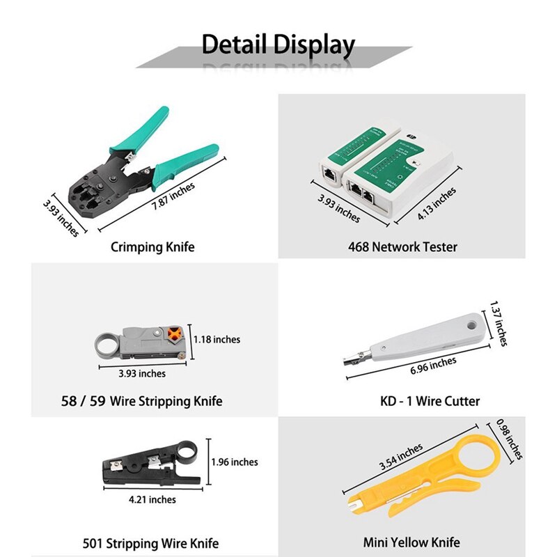 11 Stuk Netwerk Tester Netwerkkabel Klem Combinatie Kit Netwerk Kabel Tang Netwerk Gereedschap Reparatie Tool Set