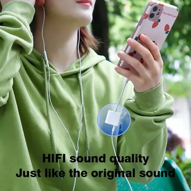 For Apple iPhone 2 in 1 Charging and Headphones Adapter Lightning to 3.5mm Jack Audio Converter For iPhone 15 14 13 12 11 XS 8 7