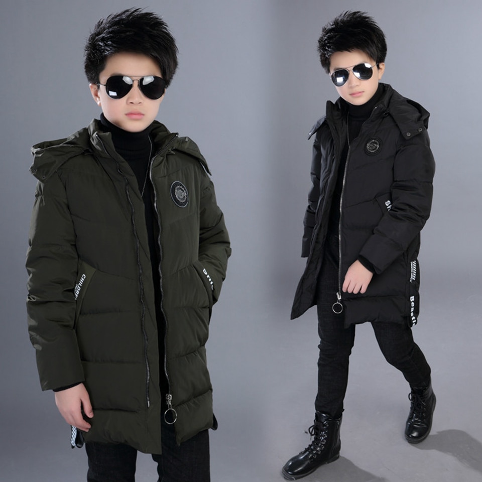 Jongens Winterjassen Dikke Warme Uitloper Katoen Jassen Verlengen Hooded Parka Van Tieners Jongens Winter Kleding Warm Uitloper Overjas