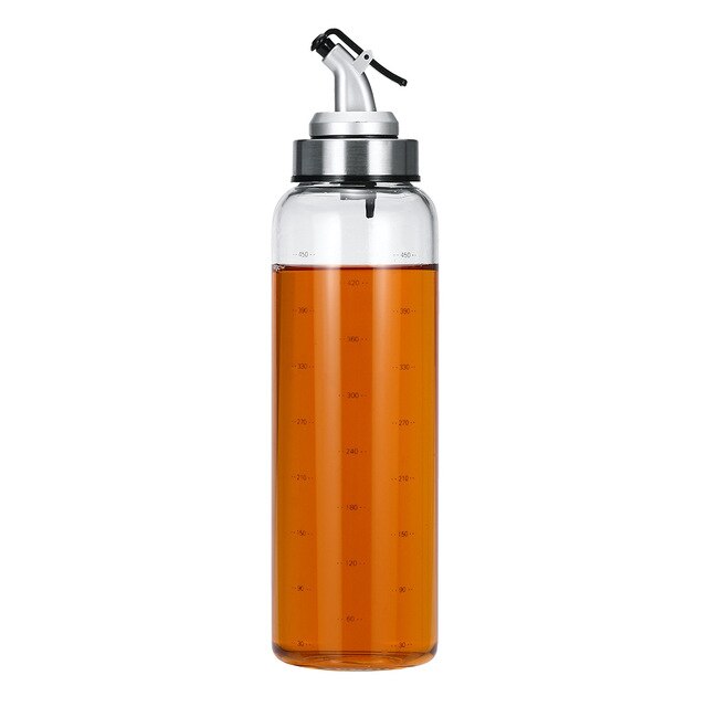 Koken Kruiden Fles Olie Saus Fles Dispenser Platic/Glas Met Schaal Opslag Flessen Voor Olie Azijn Keuken Accessoires: 500ml  Curved