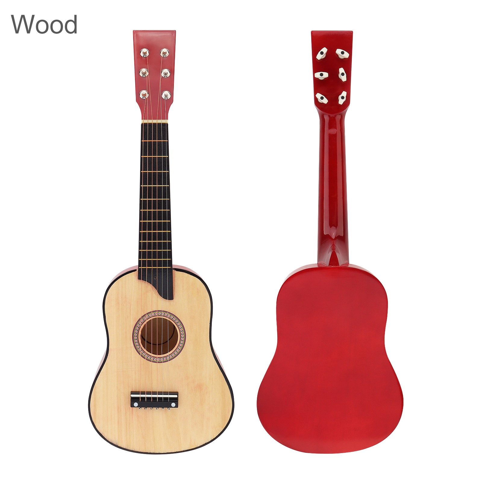 25 tommer 4 farver basswood akustisk guitar med pick-strings legetøjsguitar til børn og begyndere: Træ