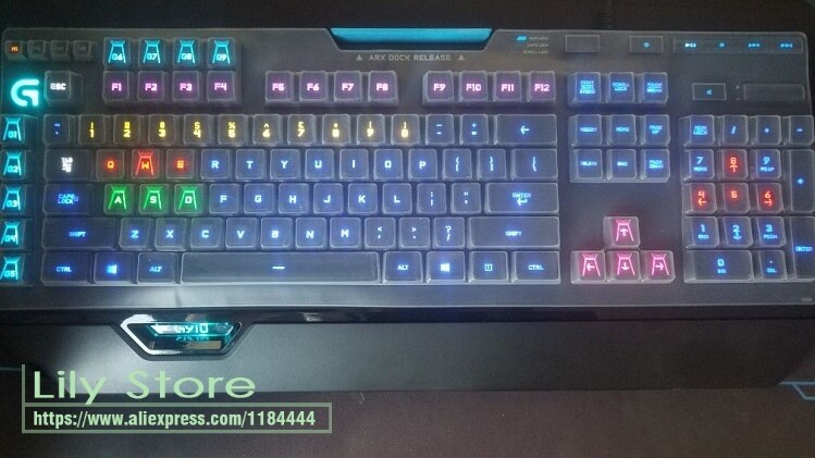 For Logitech G910 Wired Game mechanical keyboard Protector Bright Backlight Button Dust Cover Bump Keboard skin: clear