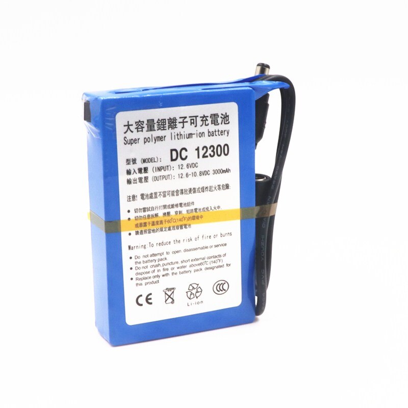 100% nuovo DC 12V 3000mAh Li-ion DC12300 batteria ricaricabile Super con spina per batterie per telecamere CCTV Baterias Bateria