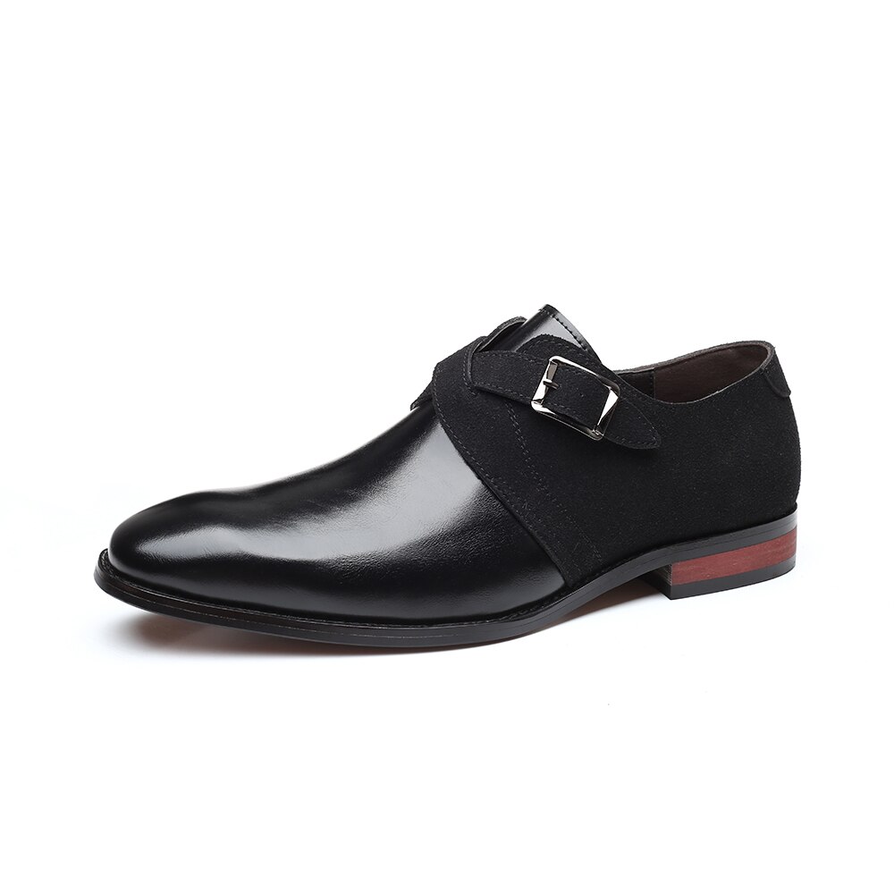 Læder kjole sko herre sko til officielle business casual sko gentleman formel til bryllupsfest: Sort / 6.5