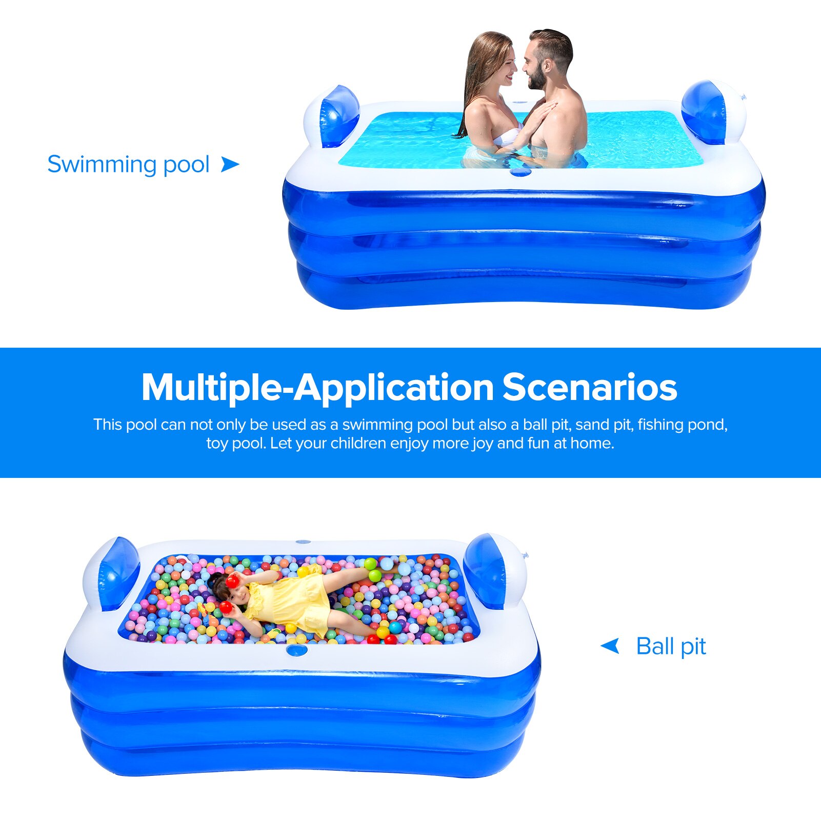 Nouvelle baignoire gonflable Double trois couches sans pression, piscine d'isolation thermique spécialement épaissie pour adultes: 180CM