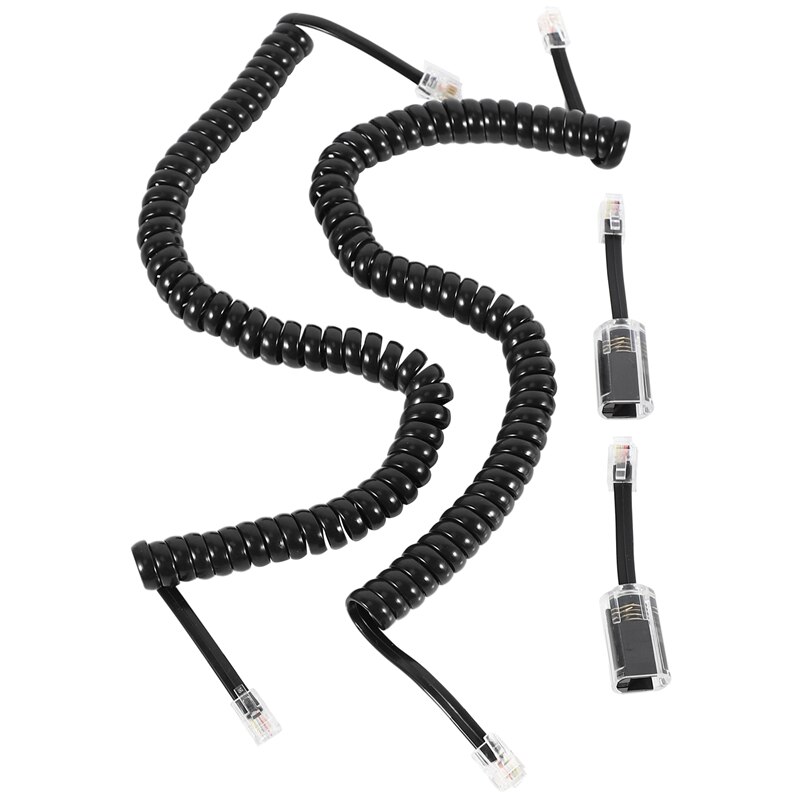 Telefonkabel-entwirrer, , 2er -Pack, schwarz, spiralförmig, telefonhörerkabel,  / 1.1 ft spiralförmig , 2er- Pack, schwarz, verlängert, drehbar
