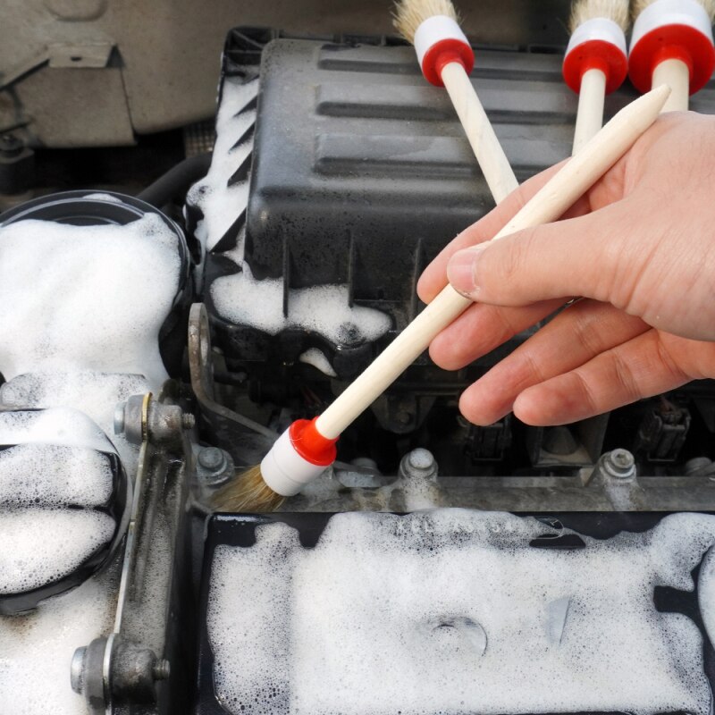 Car Side Seam Detail Brush Cleaning Brush For Air Outlet Engine Air Conditioner Round Head Wooden Soft Brush