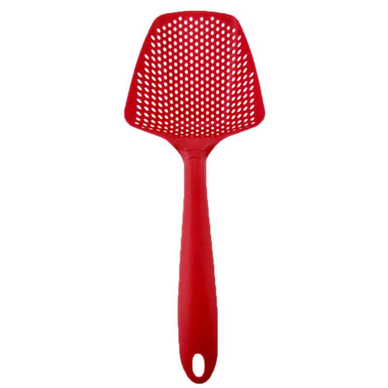 1pc 8 farver madlavning skovl vegetabilsk sil scoop nylon varmebestandig ske stor dørslag pasta sil filter køkkenredskab: 1pc røde