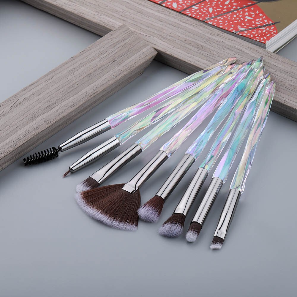 Fld øyenbørste diamant sminke børster sett krystall øyenskygge leppe øyenbryn børster leppe eyeliner verktøy: 2