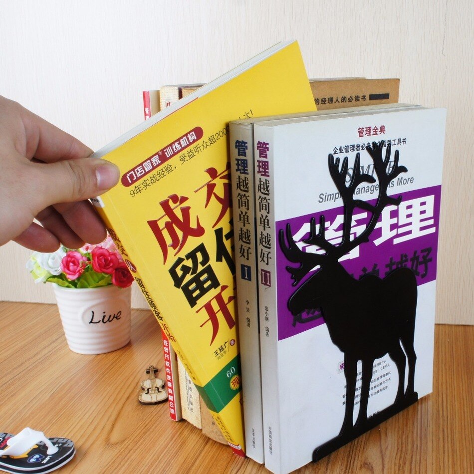 Creativo alce renna modellazione metallo reggilibri che ristabilisce i sensi antichi desktop di ricevere organizzare reggilibri volto da un paio di prezzo