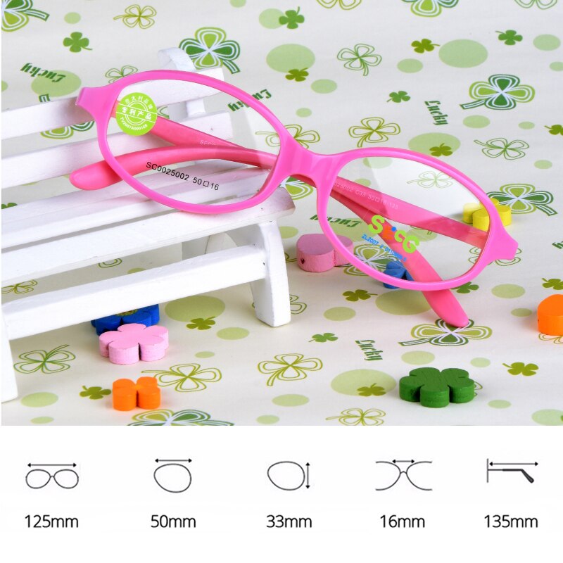 SECG-Montura de Gafas para niños, lentes para miopía, redondas, ópticas, de silicona