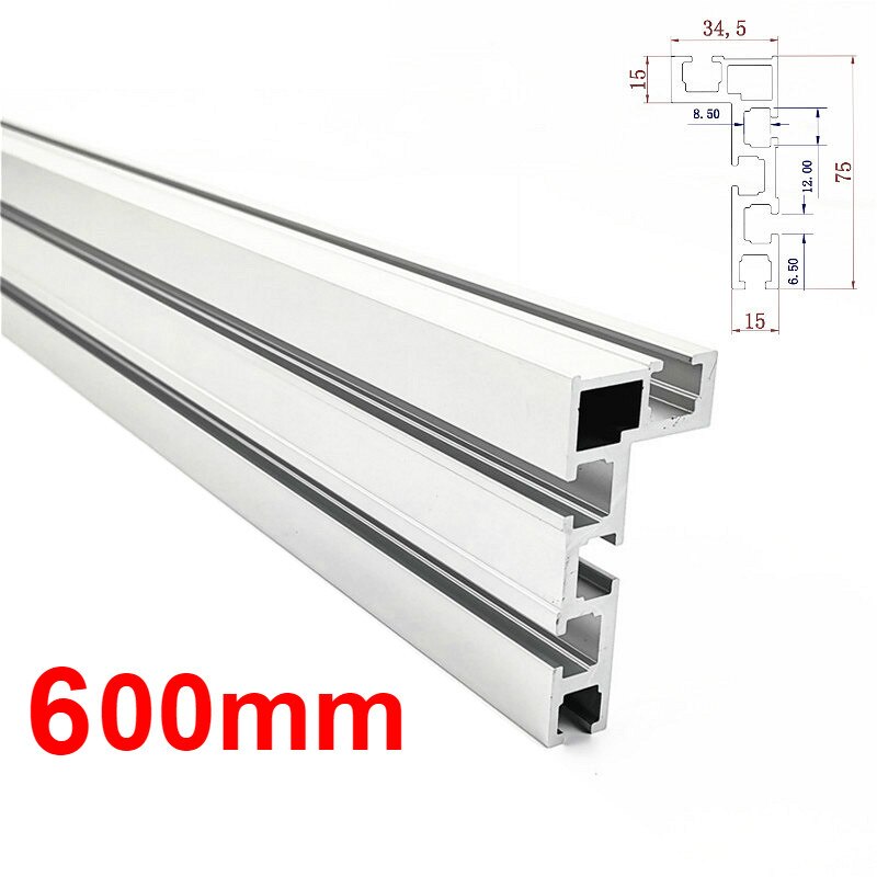 600mm/800mm Aluminium Profile Fence 75mm Height with T-tracks and Sliding Brackets Miter Gauge Fence Connector for Woodworking: 1pc 600mm