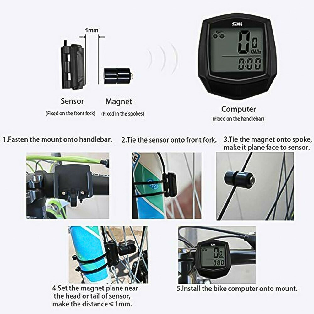 SD-581 Bike Computer Multifunctional Wireless Bicycle Sensor MTB Road Bike Speedometer / Stopwatch With LCD Digital Display