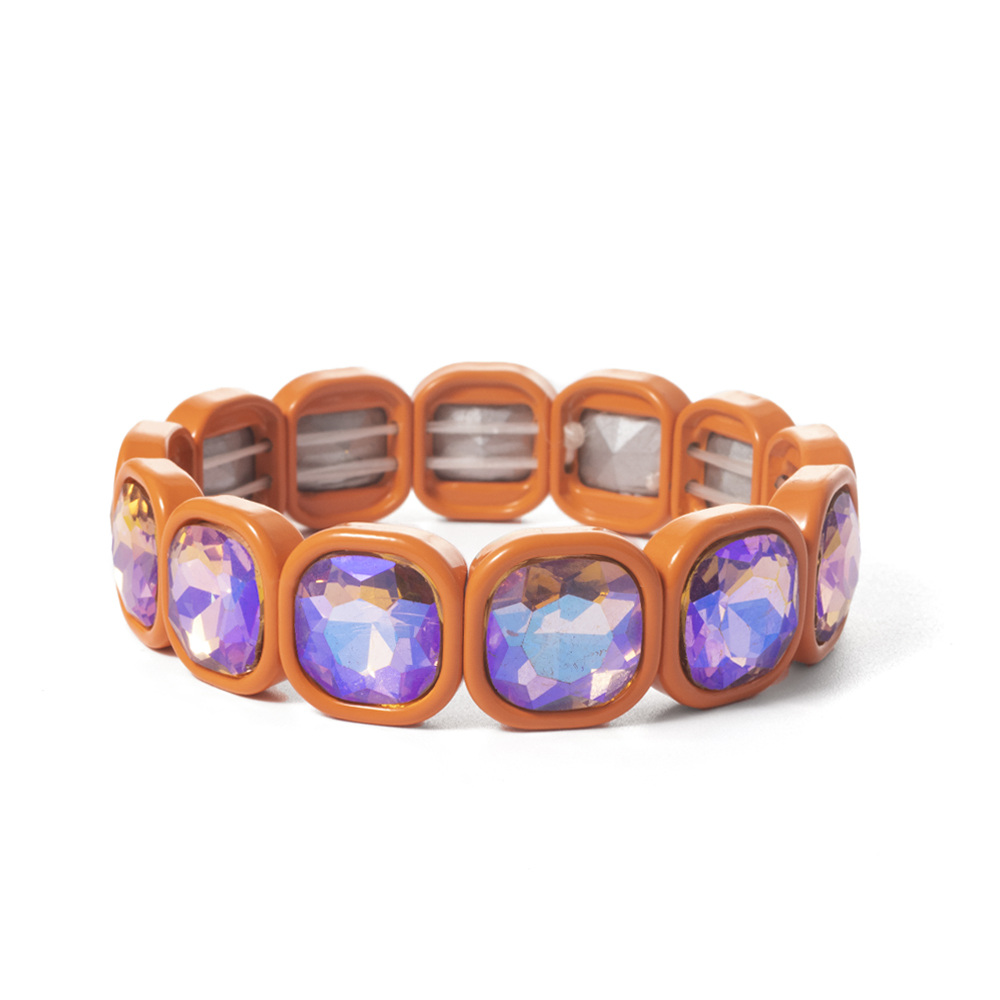 Pulseras de cuentas de cristal de invierno para mujer, pulseras elásticas de cuentas coloridas, joyería brillante bohemia hecha a mano, 2024: Chapado en zinc azul