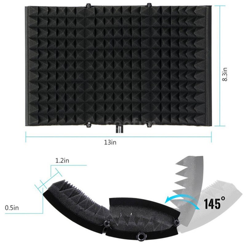3/5- plades foldbar optagemikrofon vindskærmstav lydabsorberende dækselisolering skjold akustisk skum lydisoleret panel