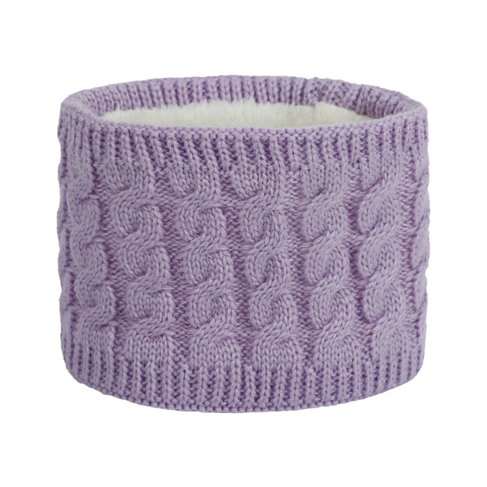 Små drenge piger varm flettet strikke ring tørklæde børn fluffy plys tørklæde krave blød elastisk lydpotte multi farve: Lilla