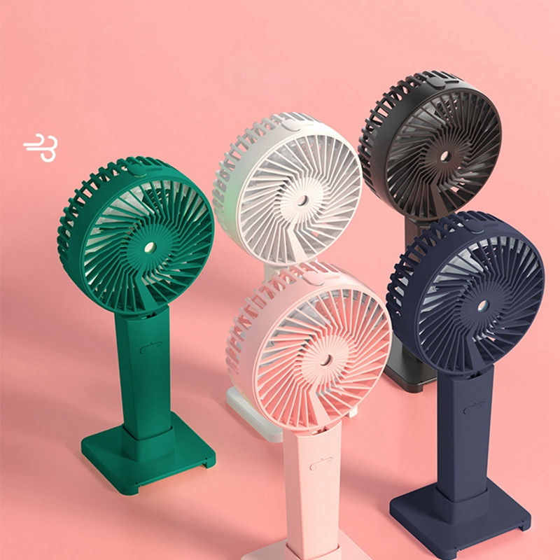 4 In 1 Mini Portable Fan Misting Fan Cooling Hand Holding Fan Desktop Phone Holder Multifunction Travel Cooler Fan