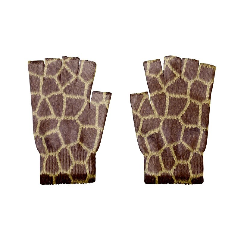 Guanti leopardati da uomo e da donna guanti senza dita Touch Screen mezze dita con guanto elasticizzato guanti da lavoro Unisex: style2