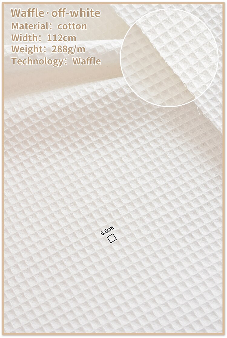 50cm x112cm mykt vaffelstoff ,5 -fargeserier, quilting og sying av natttøy, badekåper, putevar, putemateriale til baby og låve: av-hvit