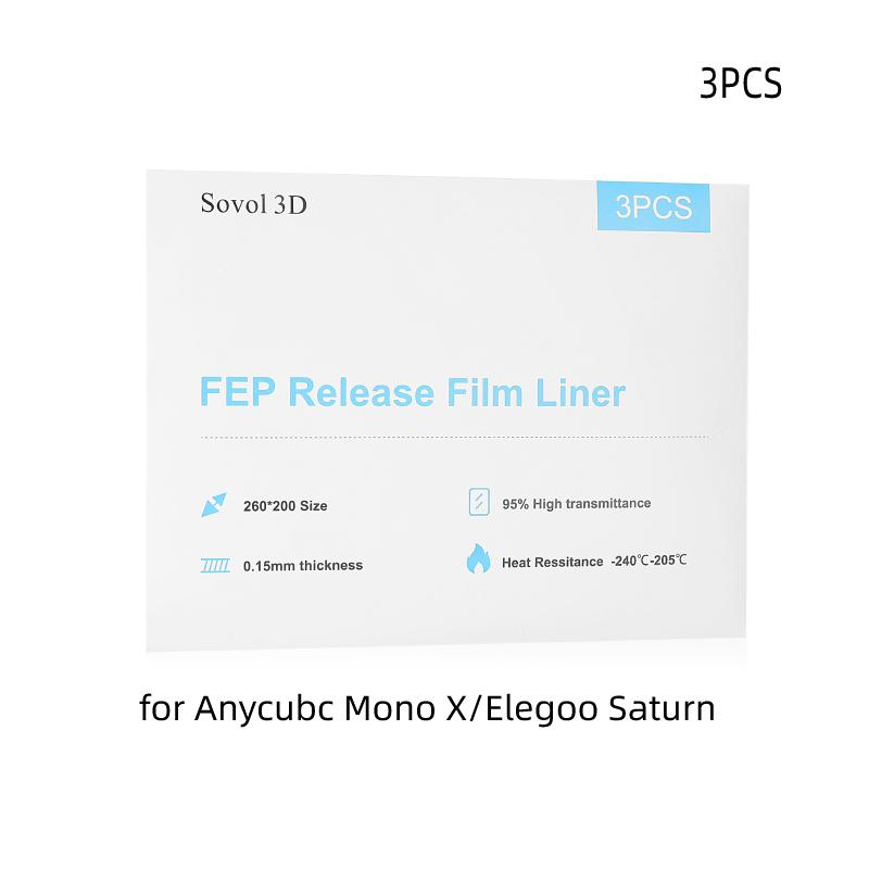 SOVOL 5Pcs FEP Release Film alta resistenza alla trasmissione 200x140mm per LD002R LCD SLA Resin Photon DLP stampante 3D: 3Pcs Pack