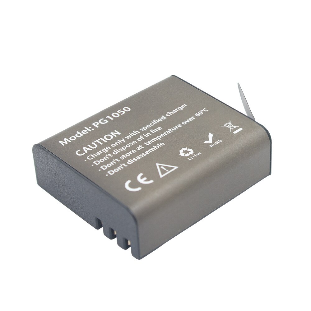 4 stuks X 1050 mAH PG1050 Camera Batterij + Dual Charger Voor EKEN H9 H9R H3R H8R H8PRO H8 SJ4000 SJ5000 M10 Actie Camera Batteria: 1 Battery