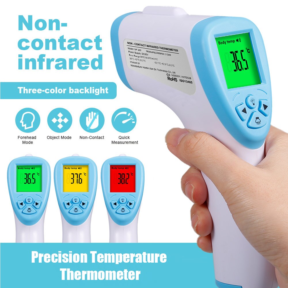 Voorhoofdthermometer contactloze thermometer infrarood digitale lcd-thermometer lichaamstemperatuur objecttemperatuur voor baby's en volwassenen