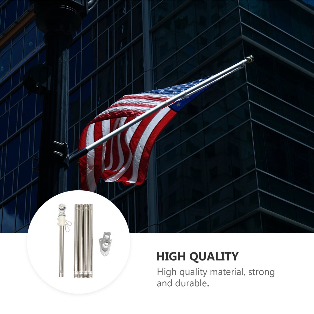 1 Set Flag Pole with Bracket Outdoor Spinning Flagpole Kit