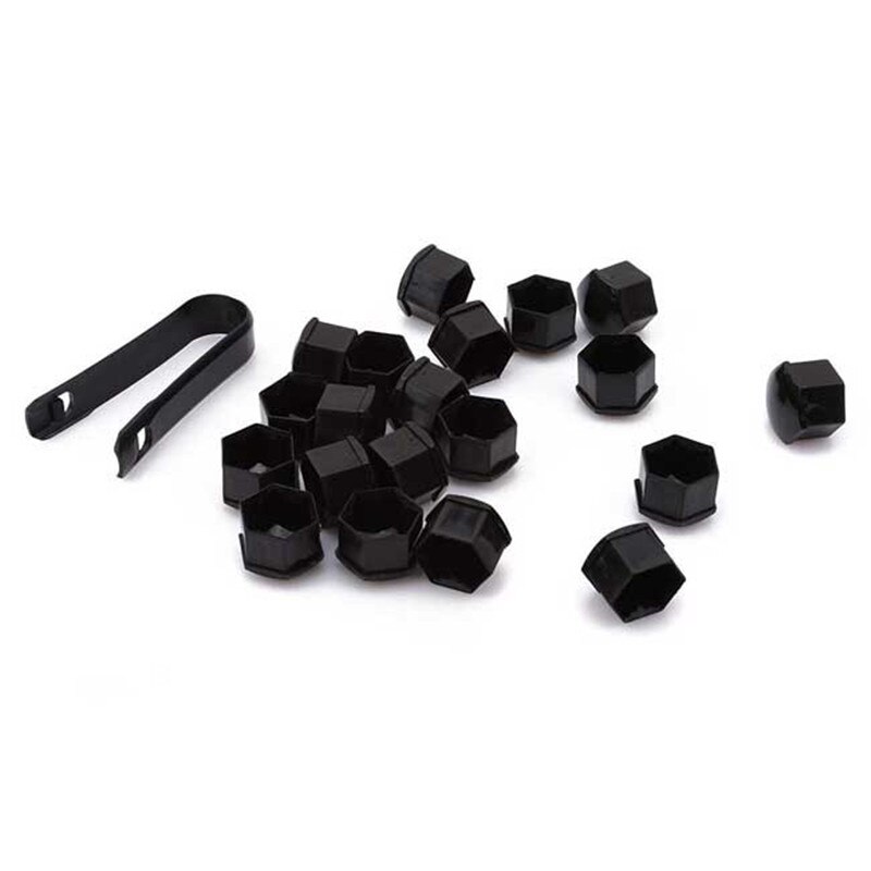 20 stk 17mm hjulmutter bolthode deksel hette hodet deksel hette hjul mumle bolthode deksel hette dekk hjul skruebolter bildeler: Svart