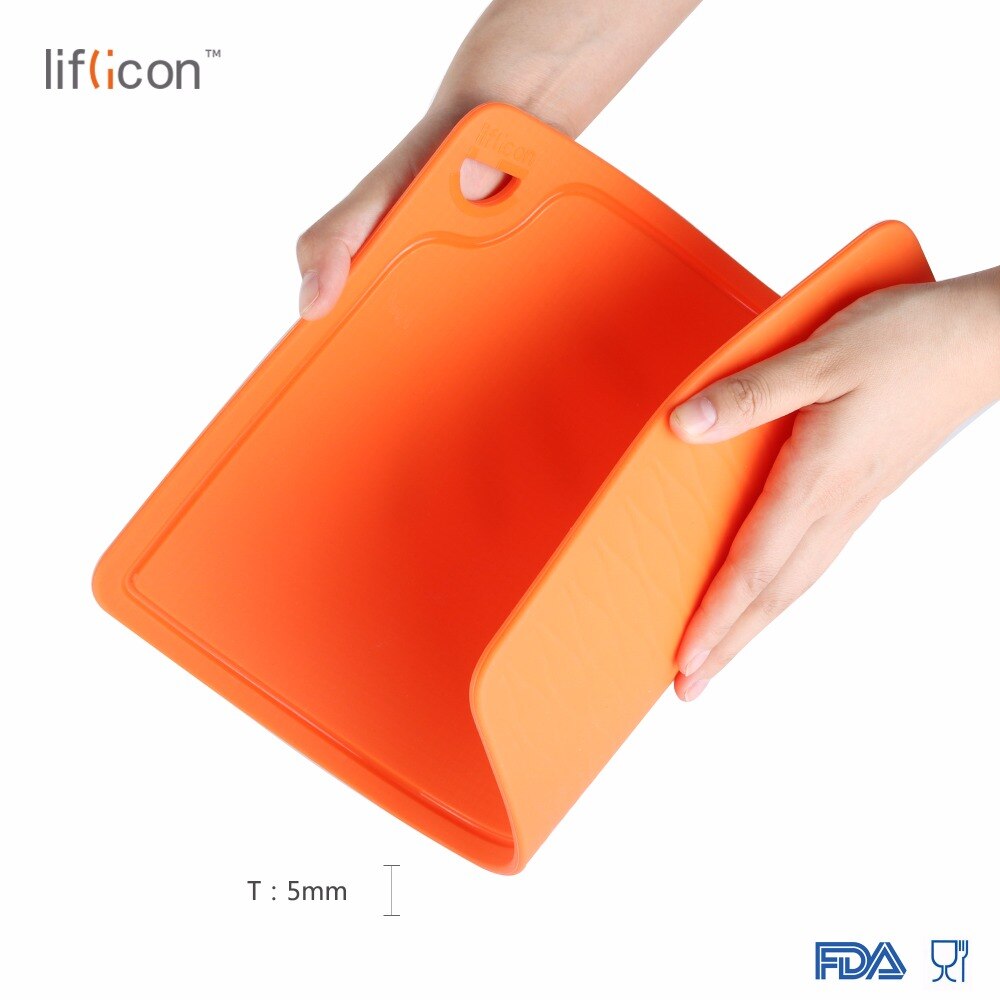 Liflicon Large Silicone Cutting Board Meat &amp; Veggie Cut Prep Nonslip Flexible Chopping Boards Antimicrobial Thick Cutting Boards