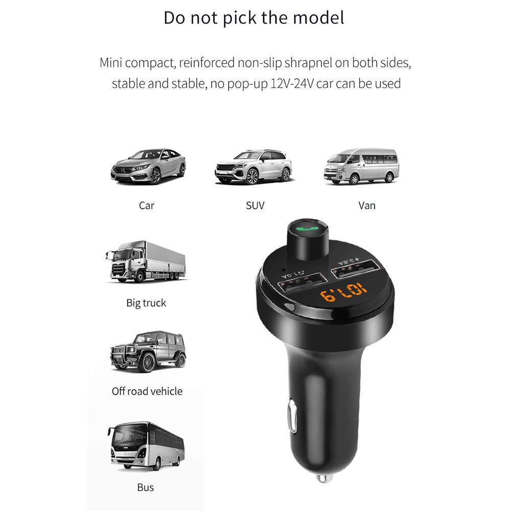 TF Udisk V5.0 FM transmetteur modulateur Bluetooth mains libres voiture Kit lecteur MP3 3.6A double USB voiture téléphone chargeur Mini universel 617