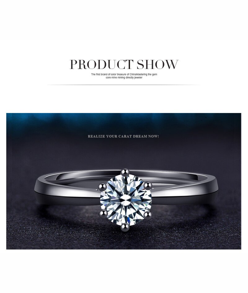 Vrouwen Bridal Wedding Engagement Classic Vinger Ringen Super Shiny Cubic Zirkoon 925 Sterling Silver Crystal Sieraden