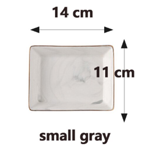 Plateau en marbre doré , assiette en céramique, plat à Dessert, assiette à nourriture, bijoux anneau collier plat salle de bains plateau de rangement de vanité bibelot: gray small