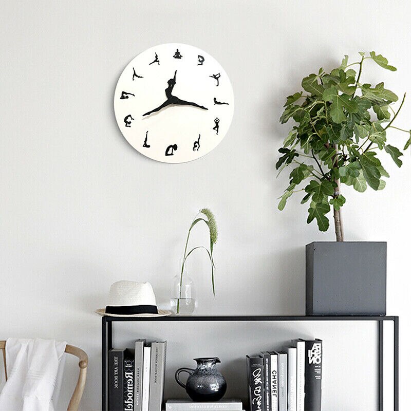 30CM DIY Yoga Pattern Clock Wall Clock Modern Clock Home Decoration Silent Clock Watch Home Decor For Living Room