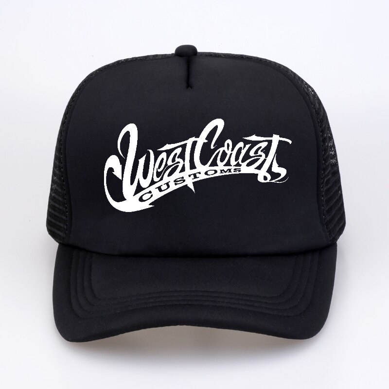 Men Women west coasts customs GLDAN hat Letters Print Baseball Caps Summer Hip Hop Casual cool mesh trucker cap hats: black