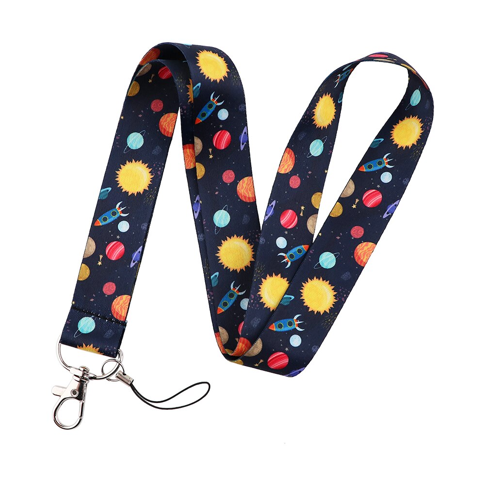 LX411 Universe Planets Moon Stars Astronaut Lanyard Neck Strap Rope USB Mobile Cell Phone ID Card Badge Holder Keychain Keyring: 8