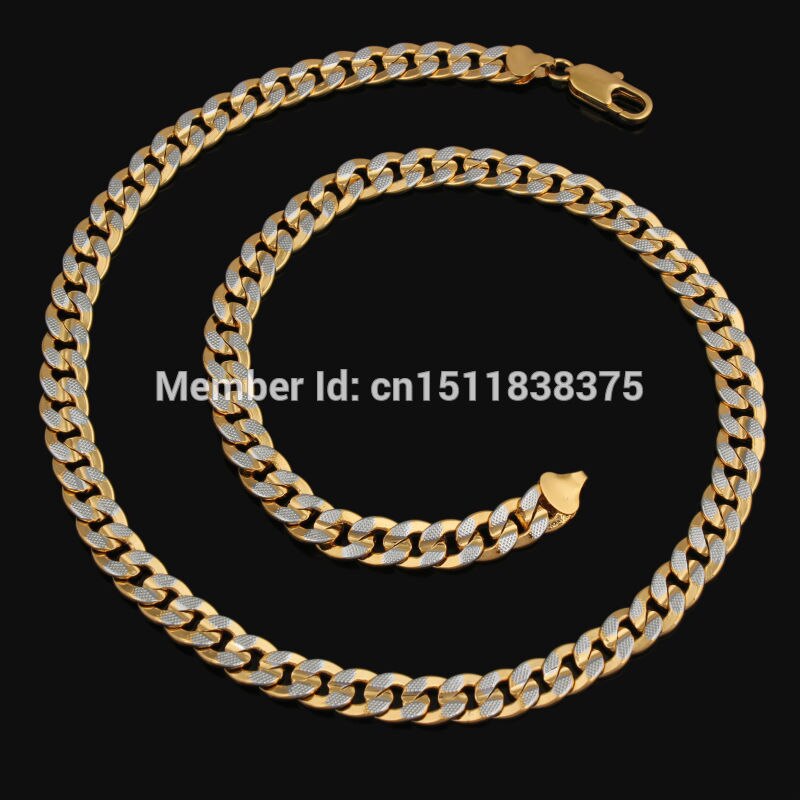 Trendy two color Gold Filled Necklace Bracelet wedding Accessories Jewelry Sets Men & Women Chain