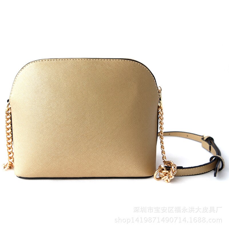 Woman Package Cross Leather Bag Small Shell Package Single Shoulder Messenger Chain Package Handbag: Golden