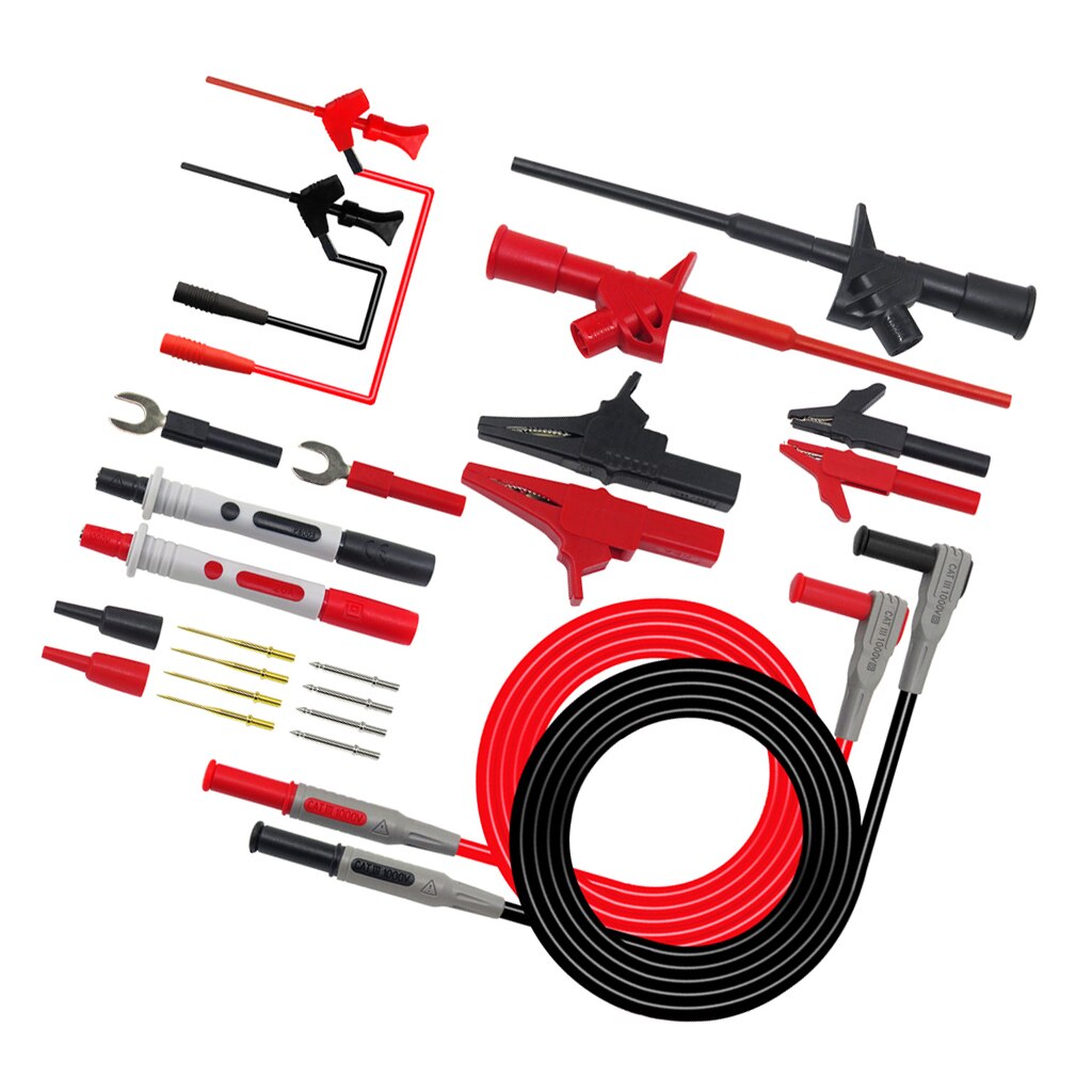 P1300E Vervangbare Multimeter Probe Kits 0.16 ''Banana Plug Alligator Clip Stok Rood En Zwart