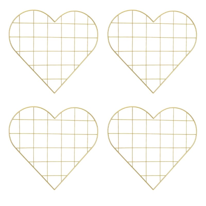 4pcs Nordic Heart Mesh Grid DIY Wall Photo Postcards Picture Display Organizer