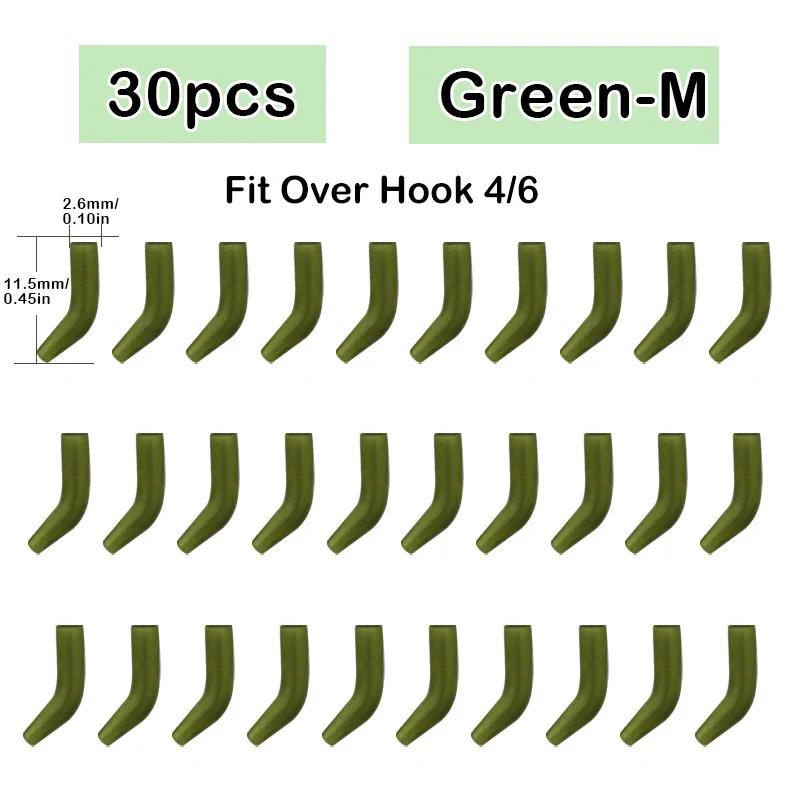 30pcs Carp Fishing Hook Kickers D Rig Kicker Aligners Hooks Sleeves Rigs All Colors Accessories End Terminal Tackle: Brown