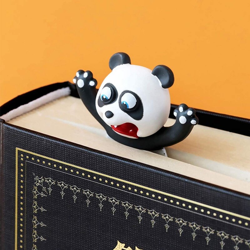 2 PCS 3D Cartoon Animal Bookmark Novelty Cute Funny Wacky Bookmark Book Friend Bookmark for Kids Students Stationery Black + Whi
