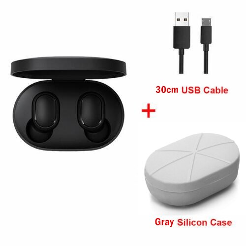 Original Xiaomi Redmi Airdots 2 TWS auricular inalámbrico bluetooth 5,0 auricular estéreo reducción de ruido Mic Control de voz: add gray case cable