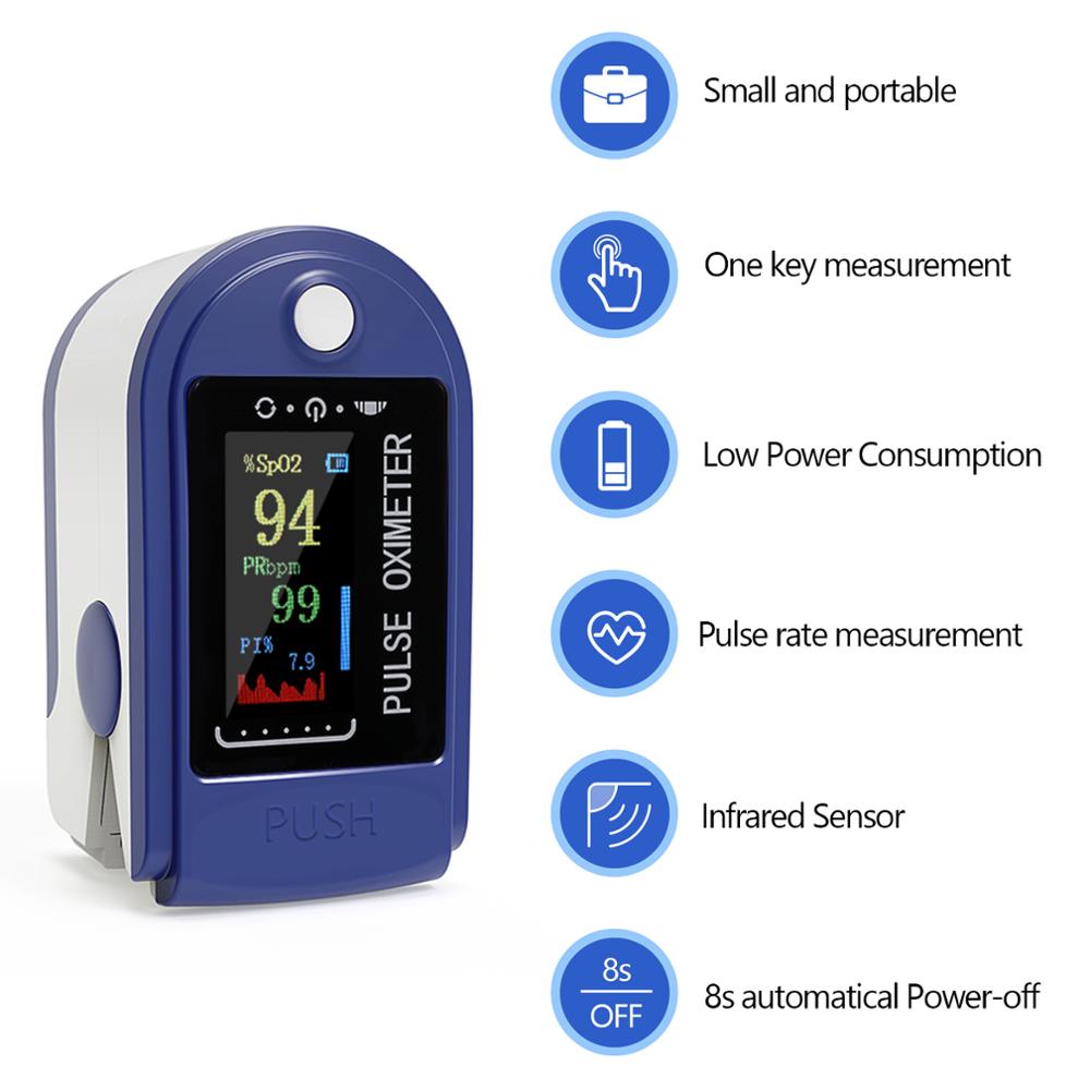 Pulsossimetro portatile pulsossimetro digitale per uso domestico ossigeno nel sangue misuratore di saturazione della frequenza cardiaca Spo2 PR Monitor per dito per la casa: MD2024